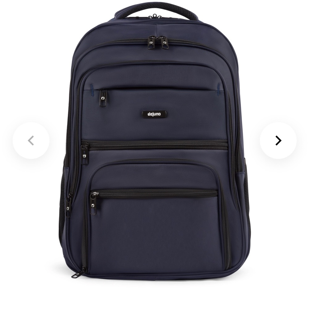 New! Dejuno Men's Black Laptop Backpack 20” with Multiple Compartments - Picture 2 of 12